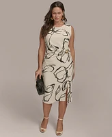 Donna Karan New York Plus Hardware-Trim Side-Twist Dress