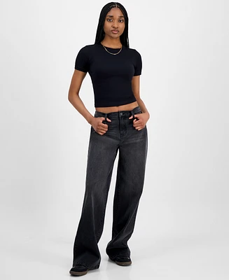 Celebrity Pink Juniors' Elastic-Back Wide-Leg Jeans