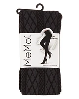 MeMoi Women's Crossing Diamond Patterned Sweater Tights Mo-389