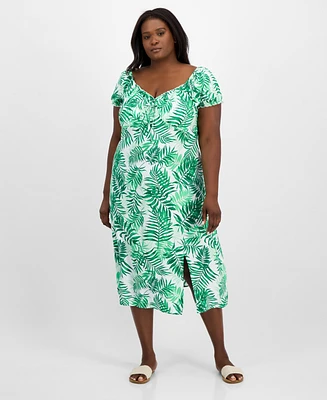 Madden Girl Trendy Plus Puff-Sleeve Midi Dress