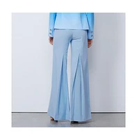 Carlisle Women's Blue Stretch Pleat-Front Pants Bazaar