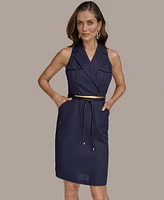 Donna Karan New York Women's Notched Collar Belted Dress