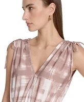 Calvin Klein Women's Printed V-Neck A-Line Midi Dress