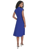 Calvin Klein Women's Faux-Wrap Sleeveless A-Line Dress