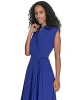 Calvin Klein Women's Faux-Wrap Sleeveless A-Line Dress
