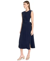Calvin Klein Women's Jewel-Neck Side-Buckle A-Line Dress