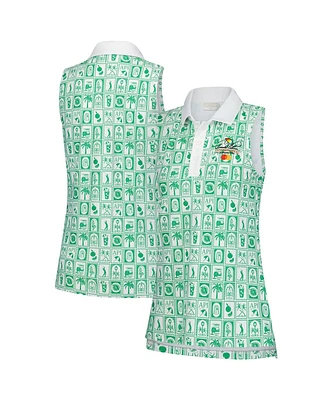 Smith & Quinn Women's Green Arnold Palmer Invitational Geo Print Sleeveless Polo Shirt