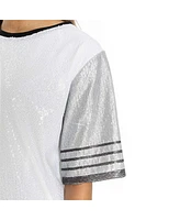 Gameday Couture Women's White/Gray Miami Dolphins Bling It Full Sequin Jersey Dress