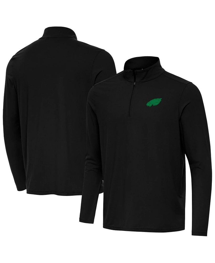 Antigua Men's Black Philadelphia Eagles St Patrick Day Intent Quarter-Zip Pullover Top