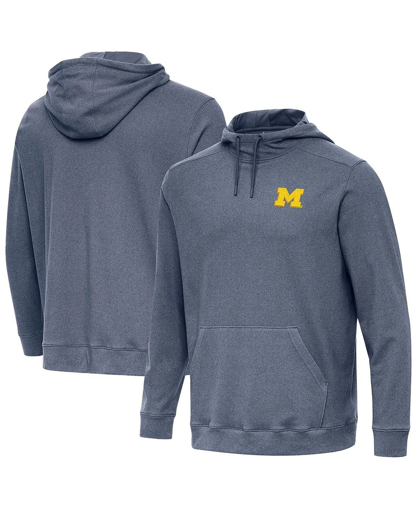 Antigua Men's Heather Navy Michigan Wolverines Cloud Pullover Hoodie