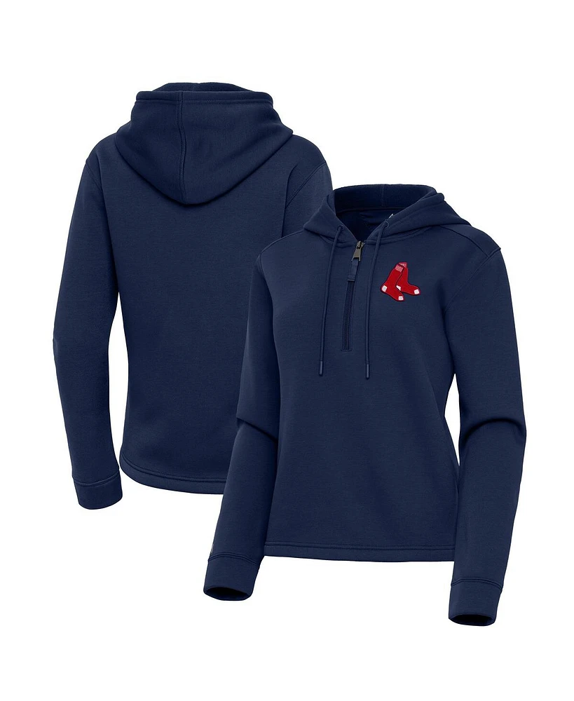 Antigua Women's Navy Boston Red Sox Contemporary Quarter-Zip Hoodie