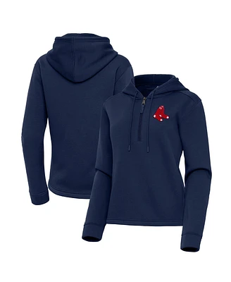 Antigua Women's Navy Boston Red Sox Contemporary Quarter-Zip Hoodie
