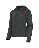 Antigua Women's Pewter Philadelphia Phillies Contemporary Quarter-Zip Hoodie