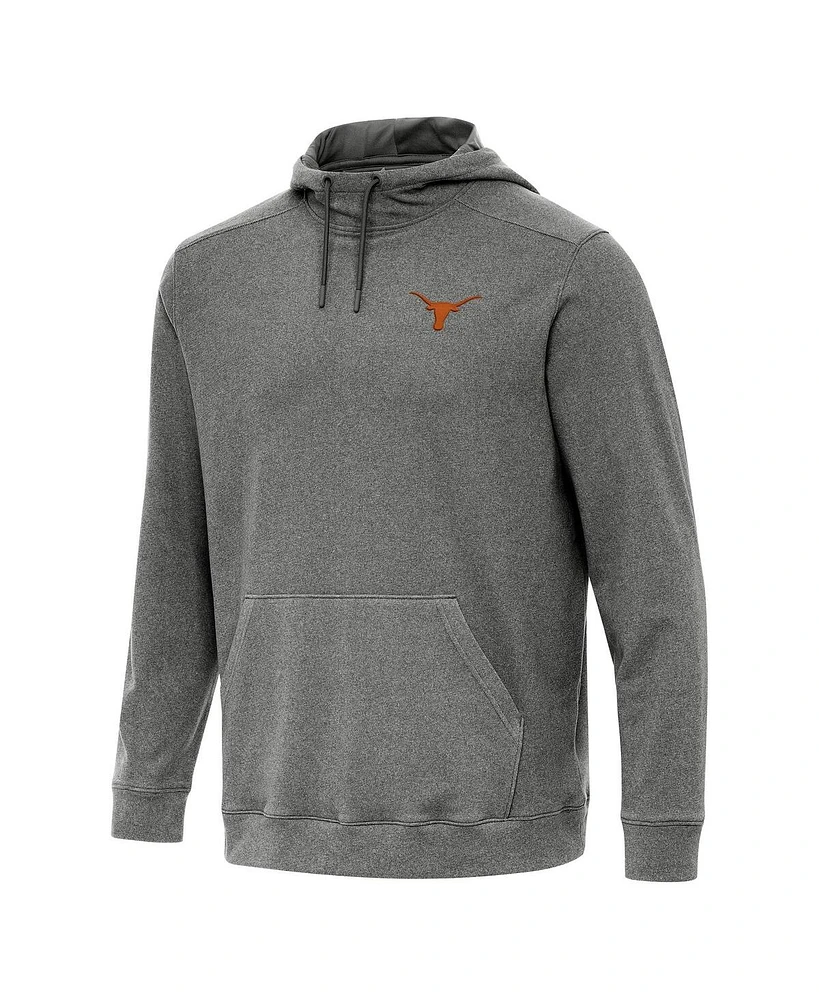 Antigua Men's Heather Black Texas Longhorns Cloud Pullover Hoodie