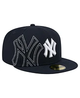 New Era Men's Navy York Yankees Yarn Stitch 59FIFTY Fitted Hat
