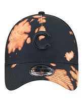 New Era Men's Black Chicago Cubs Bleached A-Frame 9FORTY Adjustable Hat