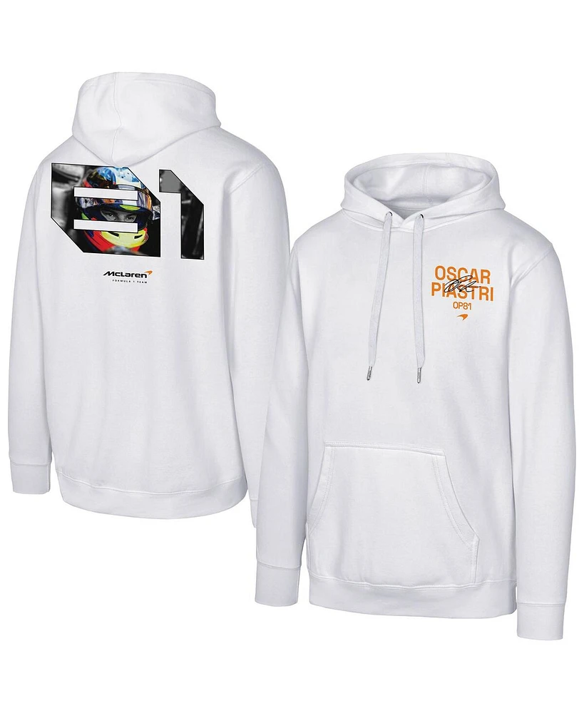 Outerstuff Men's Oscar Piastri 81 White McLaren F1 Team Fleece Pullover Hoodie