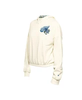 New Era Women's Cream Detroit Red Wings Glam Game Quarter-Zip Cropped Floral Pullover Hoodie