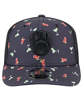 New Era Men's Black Milwaukee Brewers Adventure Drinks Pattern 9SEVENTY Stretch-Snap Hat