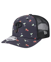 New Era Men's Black Philadelphia Phillies Adventure Drinks Pattern 9SEVENTY Stretch-Snap Hat
