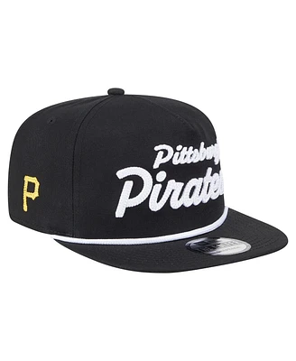 New Era Men's Black Pittsburgh Pirates Team Text Golfer Snapback Hat