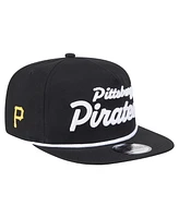 New Era Men's Black Pittsburgh Pirates Team Text Golfer Snapback Hat