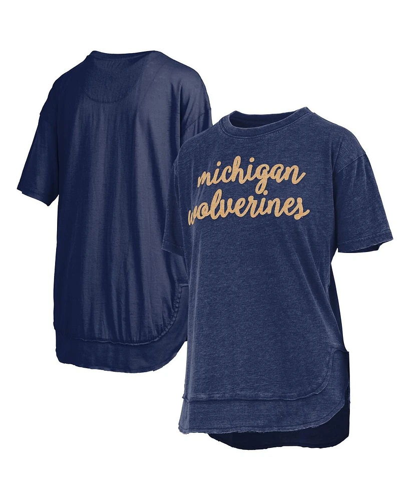 Pressbox Women's Navy Michigan Wolverines Poncho T-Shirt