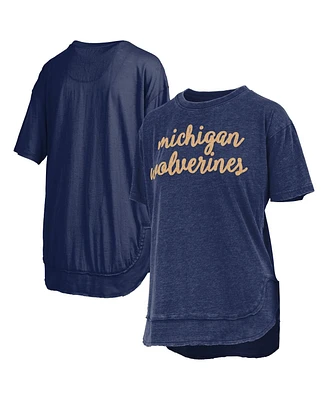 Pressbox Women's Navy Michigan Wolverines Poncho T-Shirt