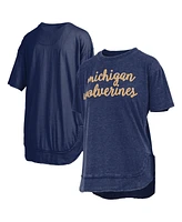 Pressbox Women's Navy Michigan Wolverines Poncho T-Shirt