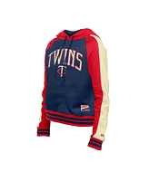 New Era Women's Navy Minnesota Twins Cooperstown Collection Cropped Raglan Pullover Hoodie