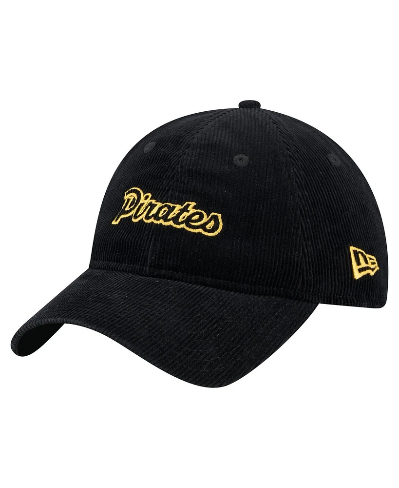 New Era Women's Men's Black Pittsburgh Pirates Corduroy 9TWENTY Adjustable Hat