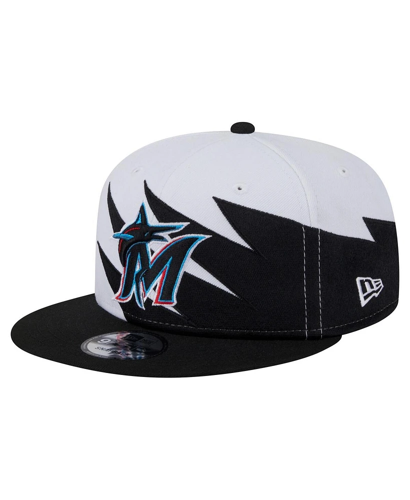 New Era Men's Black/White Miami Marlins Jagged 9FIFTY Snapback Hat