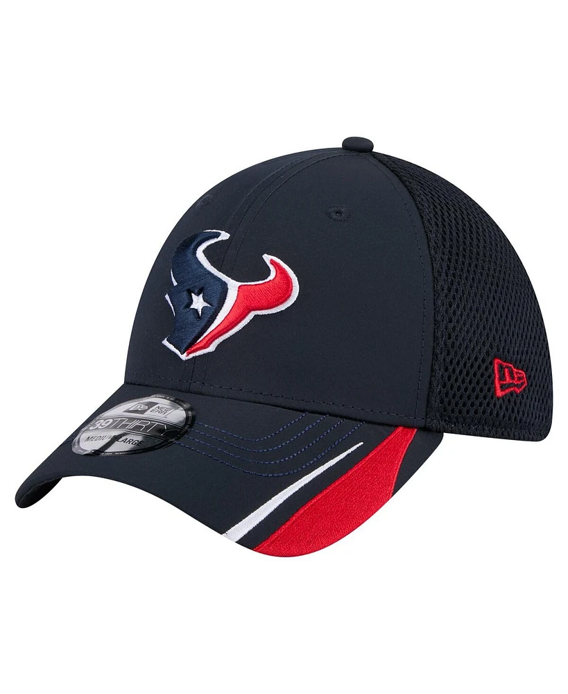New Era Men's Navy Houston Texans Game Day Linear 39THIRTY Flex Hat