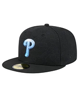 New Era Men's Black Philadelphia Phillies Tonal Koi 59FIFTY Fitted Hat