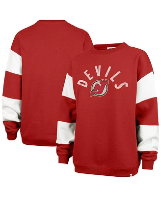 '47 Brand Women's Red New Jersey Devils Eephus Barred Pullover Sweatshirt