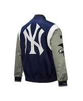 Mitchell & Ness Men's Navy/Gray New York Yankees Cooperstown Collection Team Origins Satin Full-Snap Jacket