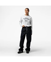 Mitchell & Ness Women's Heather Gray New York Yankees Cropped Toggle Pullover Sweatshirt