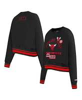 Pro Standard Women's Black Chicago Bulls Area Code Cropped Pullover Sweatshirt
