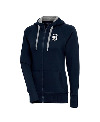 Antigua Women's Navy Detroit Tigers Brushed Metallic Victory Full-Zip Hoodie