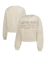 ZooZatz Women's Sand Notre Dame Fighting Irish Cropped Crewneck Sweatshirt