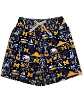 Wes & Willy Big Boys and Girls Navy Michigan Wolverines Luau Swim Trunks