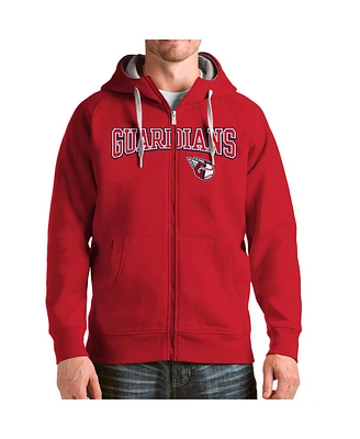 Antigua Men's Red Cleveland Guardians Wordmark Victory Full-Zip Hoodie