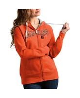 Antigua Women's Orange Baltimore Orioles Team Logo Victory Full-Zip Hoodie