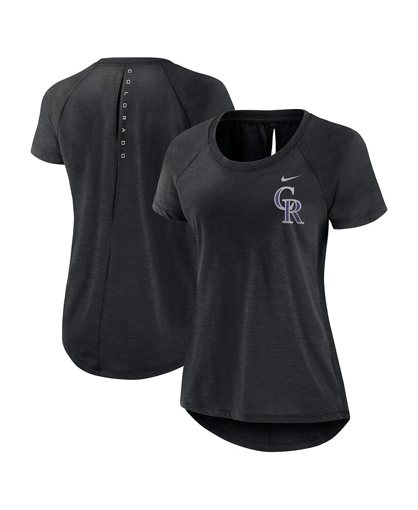 Nike Women's Heather Black Colorado Rockies Summer Breeze Raglan Fashion T-Shirt