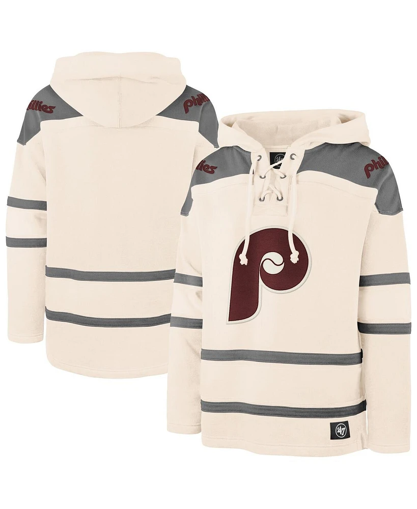 '47 Brand Men's Cream Philadelphia Phillies Superior Lacer Pullover Hoodie