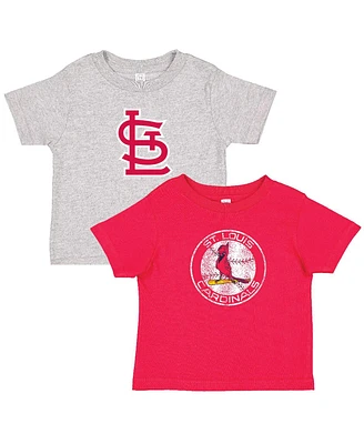 Soft as a Grape Toddler Red/Heather Gray St. Louis Cardinals Cooperstown Collection T-Shirt, Set of 2