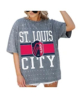 Gameday Couture Women's Gray St. Louis City Sc Oversized Mini Rhinestone Classic T-Shirt