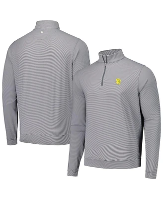Peter Millar Men's Gray San Diego Padres Perth Sugar Stripe Performance Quarter-Zip Top