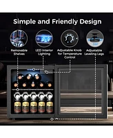 Cowsar 1.7 Cu.ft Beverage Refrigerator Cooler, 68 Can Mini Fridge Glass Door with Adjustable Shelves, Digital Temperature Display, Freestanding Small