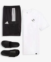 Adidas Mens Three Stripes Tiro 9 Cargo Shorts Slide Pocket T Shirt Adilette Comfort Slide Sandals